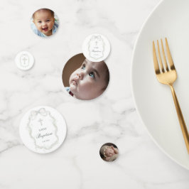 White Ribbon Baby's Breath Baptism Table コンフェッティ