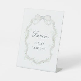 White Ribbon Baby's Breath Favors 台座サイン