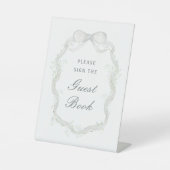 White Ribbon Baby's Breath Guest Book 台座サイン (正面)
