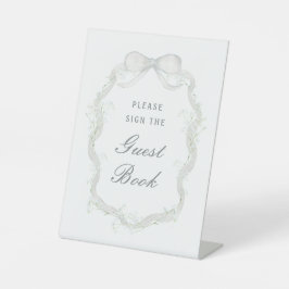 White Ribbon Baby's Breath Guest Book 台座サイン
