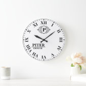 White Roman Numerals  Monogram Classic Luxury ラージ壁時計 (ホーム)