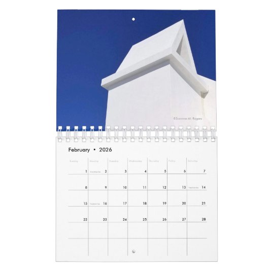 White Rooftops - 2026 Twelve Month Calendar カレンダー (2月 2026)