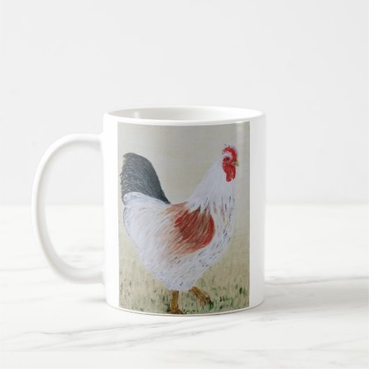 White Rooster Acrylic Painting Coffee Mug コーヒーマグカップ (左)