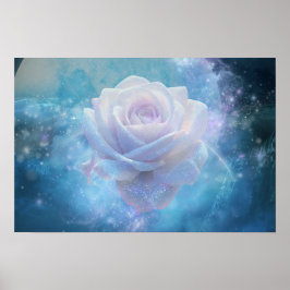 White Rose and Blue Moon Poster ポスター
