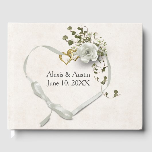 White Rose and Heart With Scripture Verse ゲストブック (正面)