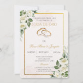  White rose Beige Boda de oro  招待状 (正面)