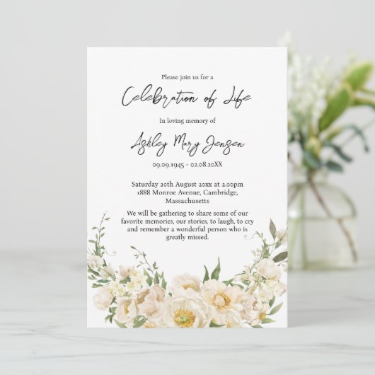 White Rose Celebration of Life Funeral 招待状 (スタンド正面)