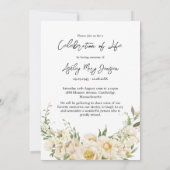 White Rose Celebration of Life Photo Funeral 招待状 (裏面)