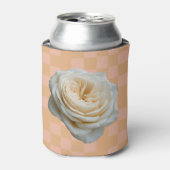 White Rose Checkered Pink Peach Can Sleeve 缶クーラー (缶正面)
