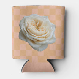White Rose Checkered Pink Peach Can Sleeve 缶クーラー