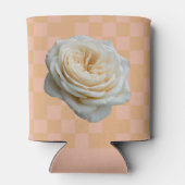 White Rose Checkered Pink Peach Can Sleeve 缶クーラー (裏面)