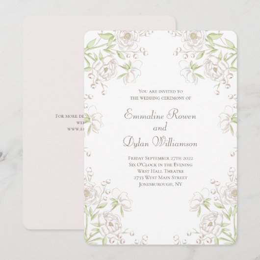 White Rose Classic Wedding 招待状 (正面/裏面)