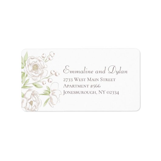 White Rose Classic Wedding Address Labels ラベル (正面)