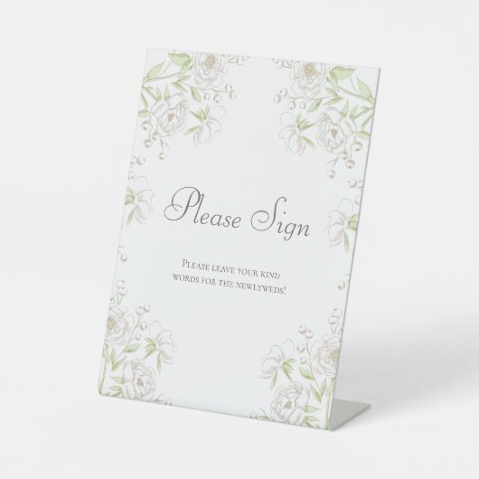 White Rose Classic Wedding Guest Book Sign 台座サイン (正面)