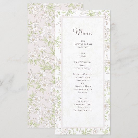 White Rose Classic Wedding Menus メニュー (正面/裏面)