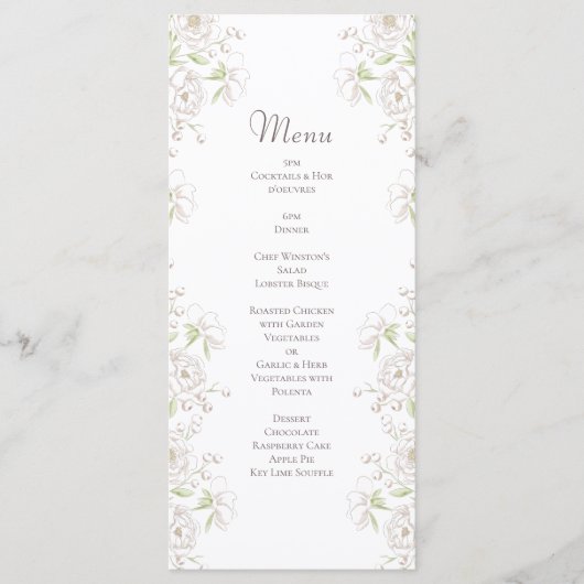 White Rose Classic Wedding Menus メニュー (正面)