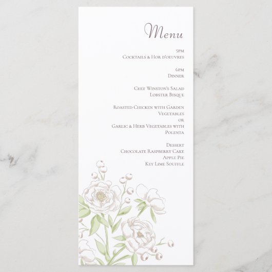 White Rose Classic Wedding Menus メニュー (正面)