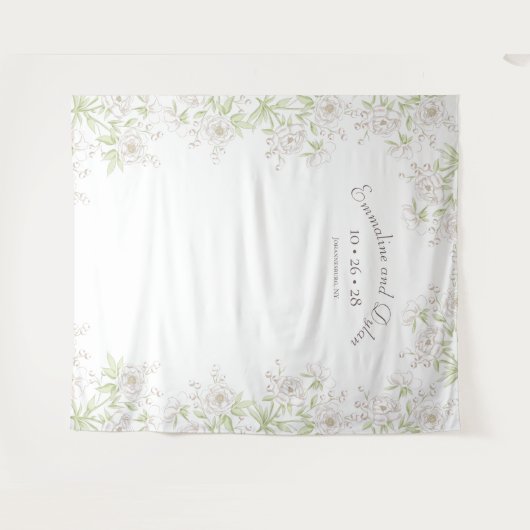 White Rose Classic Wedding Photo Backdrop タペストリー (正面(横))