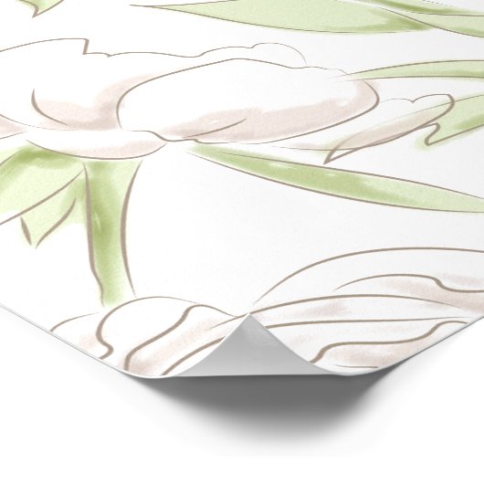 White Rose Classic Wedding Seating Chart ポスター (角)