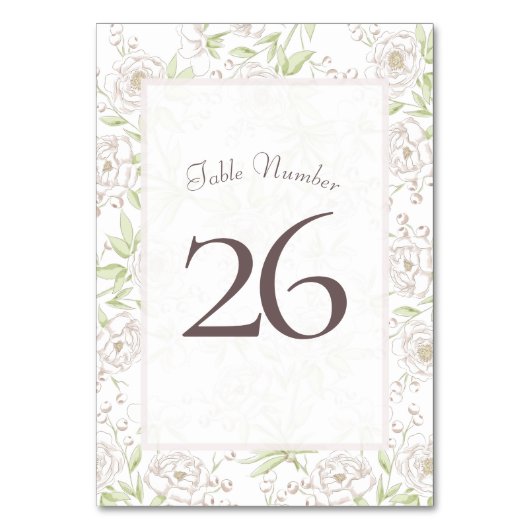 White Rose Classic Wedding Table Number テーブルナンバー (正面)