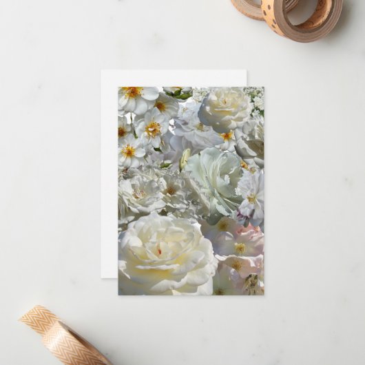 White Rose Collage  ノートカード (正面/裏面インサイチュ)