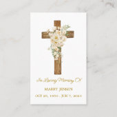White rose Cross Memorial Funeral Prayer Card 名刺 (正面)