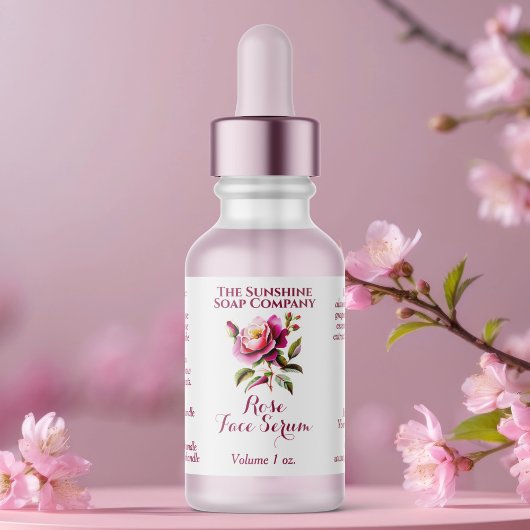 White Rose Dropper bottle label 2.375 x 1.25 ラベル