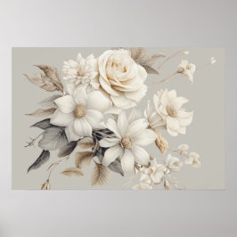 White Rose Elegant Floral Bouquet ポスター