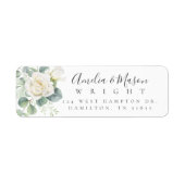 White Rose Eucalyptus Wedding Return Address ラベル (正面)