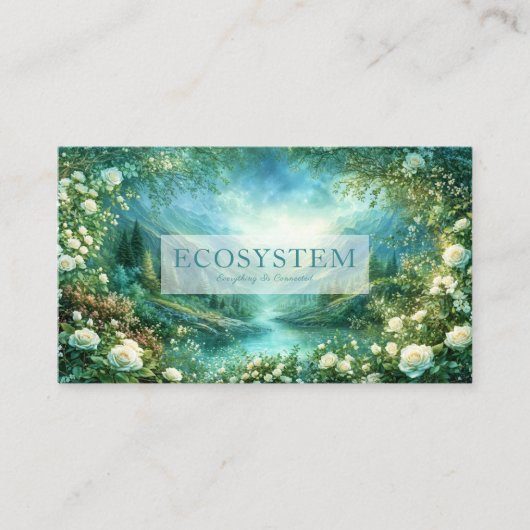 White Rose Floral and Glowing Green River Valley 名刺 (正面)