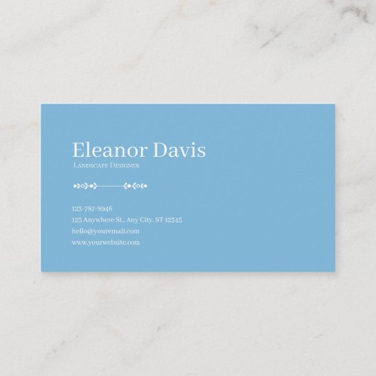 White Rose Floral and Misty Blue Mountain Frame 名刺 (裏面)