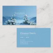 White Rose Floral and Misty Blue Mountain Frame 名刺 (正面/裏面)