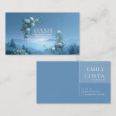 White Rose Floral and Misty Blue Mountain Valley 名刺 (正面/裏面)