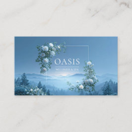 White Rose Floral and Misty Blue Mountain Valley 名刺
