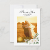 White Rose Floral Wedding Thank You Card サンキューカード (正面)