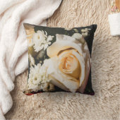 White Rose Flower Floral Design クッション (ブランケット)