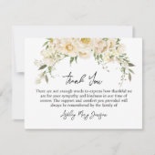 White Rose Funeral Thank You Note Card Bereavement サンキューカード (正面)