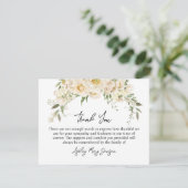 White Rose Funeral Thank You Note Card Bereavement サンキューカード (スタンド正面)