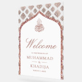 White Rose Gold Arch Muslim Wedding Welcome アクリルサイン (傾斜)