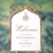 White Rose Gold Arch Muslim Wedding Welcome アクリルサイン (ニュートラル)