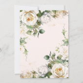 White Rose Gold Elegant Floral 50th Birthday 招待状 (裏面)