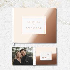 White Rose Gold Foil Guest Book Editable Elegant ゲストブック