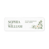White Rose Greenery Wedding Return Address Label ラベル (正面)