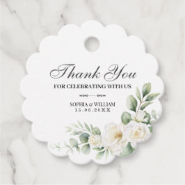 White Rose Greenery Wedding Thank You Favor Tag フェイバータグ