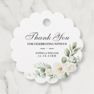 White Rose Greenery Wedding Thank You Favor Tag フェイバータグ