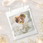 White Rose Heart Photo Template Wedding Thank You フェイバーバッグ (クリップ留めされた状態)