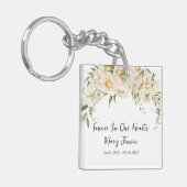 White Rose Memorial Funeral Photo Keychain キーホルダー (正面左)