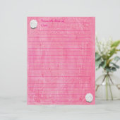White Rose on Lined Pink Stationery レターヘッド (スタンド正面)