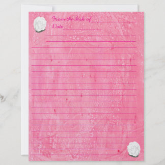 White Rose on Lined Pink Stationery レターヘッド