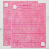 White Rose on Lined Pink Stationery レターヘッド (正面/裏面)